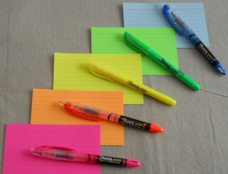 Colored-index-cards-highlighters